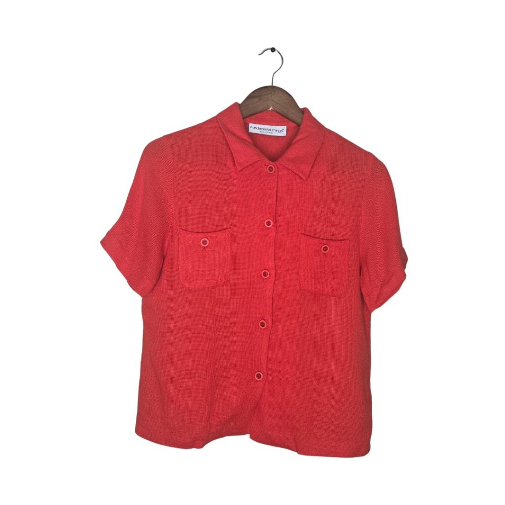 Fundamental Things Vintage Orange Button Down Knit Blouse
